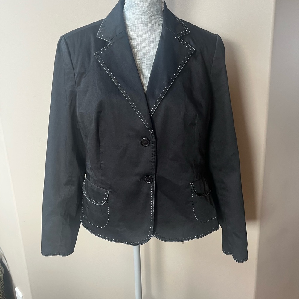 Women's Black Blazer with White Stitching